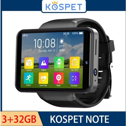 KOSPET NOTE 4G Watch Phone Android 7.1 Smartwatch For Men 3+32GB Camera WIFI Bluetooth Clock 2000mAh Battery Smartwatch 2021 GPS