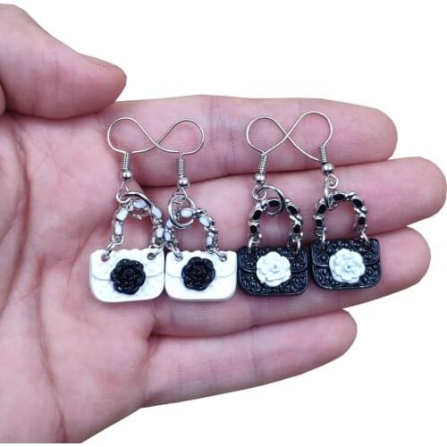 Cute Kawaii Unique Funny Simulated Delicate Enamel Handbag Drop Earrings Women Birthday Jewelry Party Girl Gift DA006-007