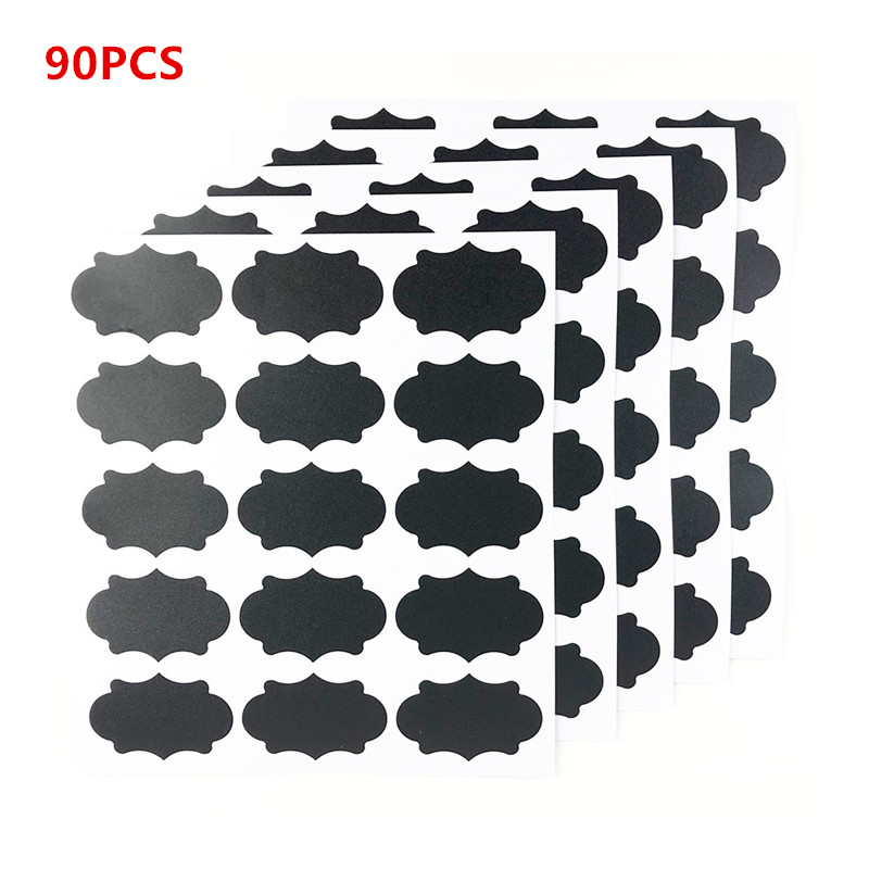 90Pcs Reusable Blackboard Stickers Craft Kitchen Jars Organizer Label Chalkboard Stickers Chalk Board Black Board Wall Stickers
