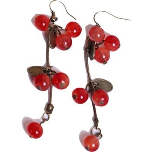 Fashion Jewelry For Women Korean Pop Red Cherry Cute EarringWholesale