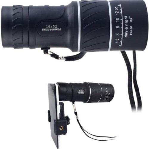 Monocular Telescope 16x52HD Viewing Telescope Single Binoculars All-optical Green Film Dual Focus BAK4 Pris Clear Hunting Phone