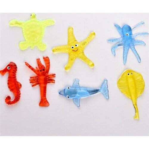 TPR Soft Material Decompression Starfish Octopus Shark Toy Sticky Marine Animal Toys For Children'day Promotional Gifts