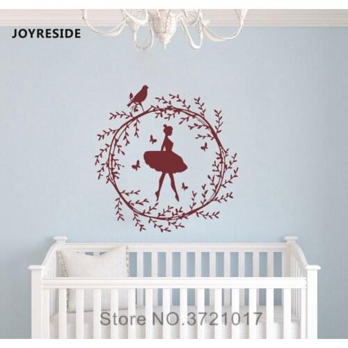 JOYRESIDE Ballerina Wall Bird Art Nursery Butterfly Decal Vinyl Sticker Decor Bedroom Kids Children Girls Room Design Mural A400