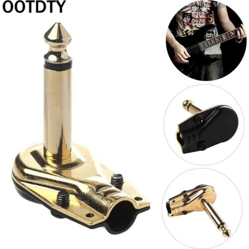 OOTDTY 1/4" 6.35mm Mono Jack Right Angle Plug Flat Male Guitar Effects Pedal Connector