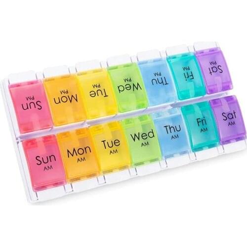 14 Grid 7 Days Pill Organizer Pills Box Container Cases Push Open Container Pill Case Detachable medicine Tablet Dispenser