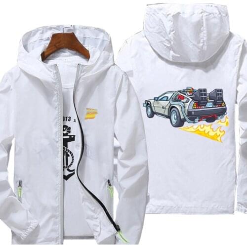 Casual Back To The Future Jacket Spring Autumn reflective zipper Windbreaker waterproof Jackets men street Hooded thin Coats