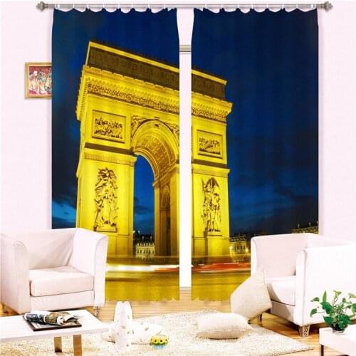 Curtains Luxury Blackout 3D Window Curtains For Living Room Drapes cortinas Rideaux Customized size Paris Triumphal Arch print