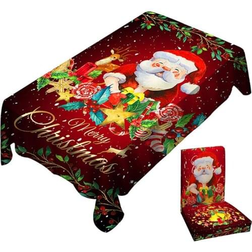 Christmas Santa Removable Stretchy Chair Cover Mat Tablecloth Xmas Decoration Home Textile Decor