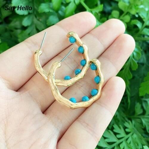 Женские золотые серьги SAY HELLO China At AliExpress