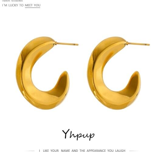 Yhpup 2021 Stainless Steel Metal Twisted Stud Earrings for Women Gold Color сережки необычные Bijoux Ete 2021 Accessories Gift