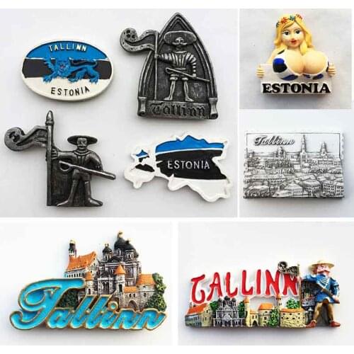 Tallinn Estonia fridge magnets tourist souvenir 3D Resin Crafts Magnetic Refrigerator Stickers Collection Decoration Gifts