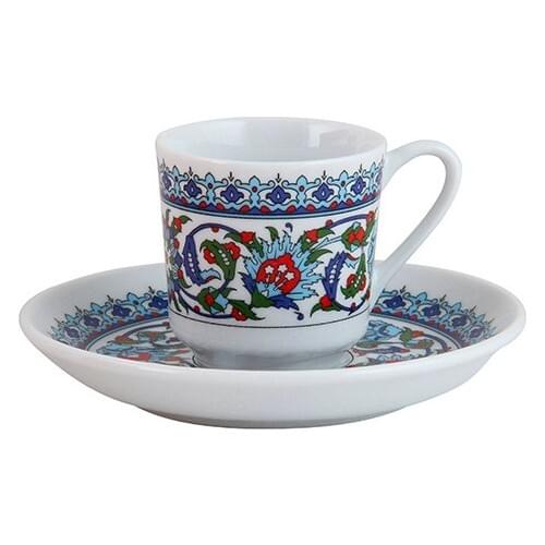 Traditional 12 Pieces Turkish Coffee Cup Set Tile Pattern Made of Natural Raw Materials Coffee Cup Gift Coffee Cup Espresso Cup