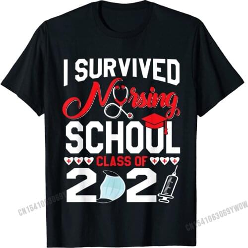 I Survived Nursing School Funny Graduation Face Mask T-Shirt Camisas Men Tops Shirts New Funny Cotton Youth Tshirts Normal