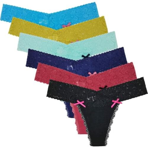 Women Sexy Thongs Lace G-string Underwear See Through Panties Briefs For Ladies T-back Bikini Panty New Lingerie 12pcs/set