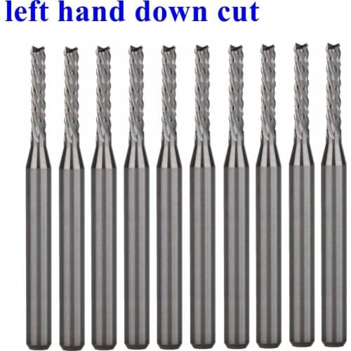 10Pcs 3.175x1.8x10.5mm left hand down cut Corn Teeth Bit PCB Mill Cutter End Mill