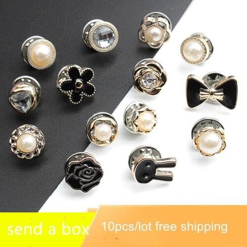 10Pcs/lot shirt hidden button small pin buckle snap fastener nail catcher pearl decorated button B197