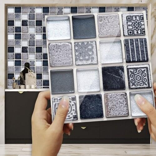 10pc 3d Crystal Tile Sticker Waterproof Self Adhesive Mosaic Decal Peel And Stick Pvc Tile Kitchen Self-adhesive Wall Stickers
