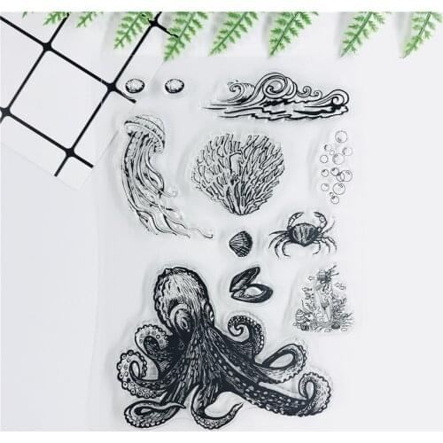 11*16 Underwater World Transparent Clear Stamps Bullet Journal Seal For DIY Scrapbooking Stamp Sentiment Photo Album Craft YZ005