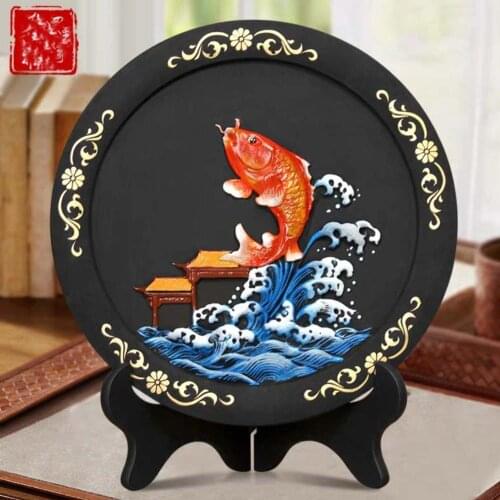 2020 foreign business gift HOME SHOP Success bring wealth good luck Talisman gold fish dragons gate FENG SHUI Sculpture ART