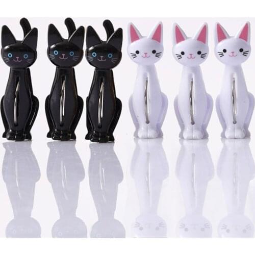 4pcs Cartoon Cats Plastic Photo Clips Kawaii Clothes Pegs Cute Windproof Clothespins Beach Towel Food Sealing Clips for Home