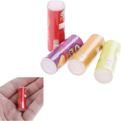 4pcs High Quality 1/12 Doll Toy Cute 4 Bottles Mini Simulation Potat Chips Dollhouse Miniature Kitchen Food For Dolls