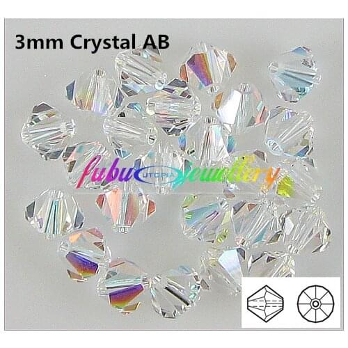 Free Shipping! 720pcs/Lot, AAA Chinese Top Quality 3mm Crystal AB Crystal Bicone Beads
