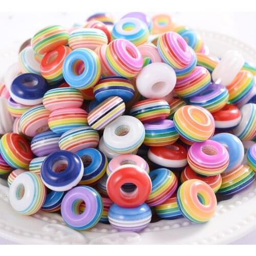 8x10mm Mixed Color Resin Beads Colorful Large Hole Flat Beads for Jewelry Making Diy Bracelet Necklace Accessories
