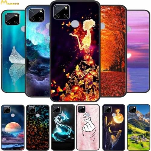 For Realme Narzo 30A Case Cute Silicone Soft TPU Phone Cover For OPPO Realme C12 Case Realme Narzo 20 C12 Funda Black TPU Bumper