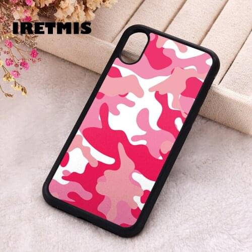 Iretmis 5 5S SE 2020 phone cover cases for iphone 6 6S 7 8 Plus X Xs Max XR 11 12 MINI Pro Soft Silicone TPU PINK WHITE CAMO