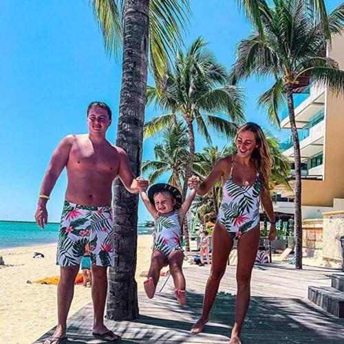 Kids Baby Girl Print Family Bathing Bikini One-Piece Swimwear Swimsuit Beachwear One Piece Swimsuit One Suit Girl Swimwear