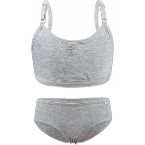 Girls Bra Cotton Underwear Teenager Training Bra Set Student Puberty Vest 8-14Years