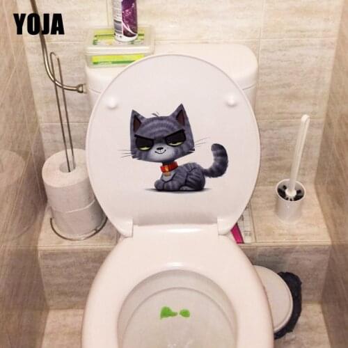 YOJA 20*16.3CM Classic Cartoon Cat Art Wall Decal Home Decoration Funny Toilet Stickers T1-0192