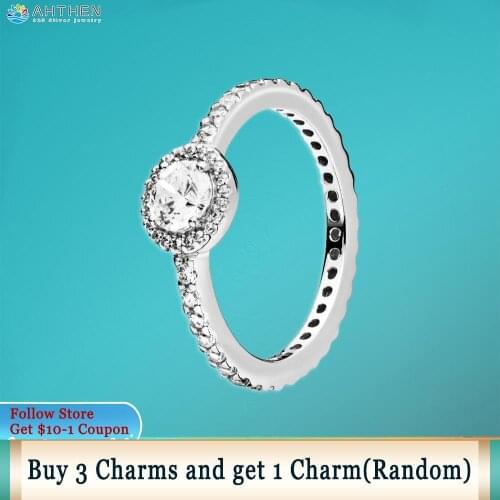 Ahthen 925 Sterling Silver Rings Round Sparkle Halo Rings 925 Silver Women Rings Ngagement Ring Women Jewelry Making Girl Rings