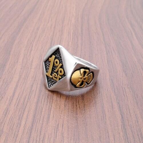 Free Shipping Punk Personal Design Ghost Skull 1% ER Biker Ring 316L Stainless Steel Top Quality Golden Plated Skull Rings