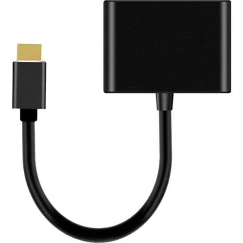 Hot 2-In-1 HDMI to HDMI VGA Adapter Converter Splitter in HDMI&VGA Out Simultaneously 20cm