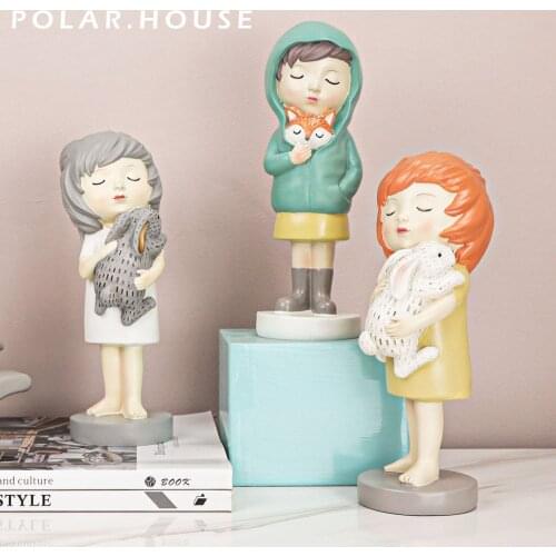 Cute Girl Figures Resin Decorative Figurines For Home Decor Living Room Decoration Ornaments Nice Gift For Kids Friends Fashion