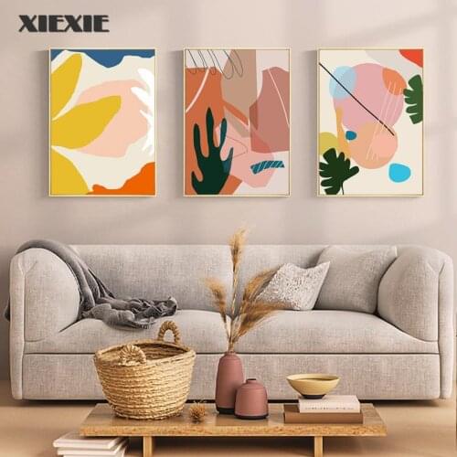 Trendy Abstract Colorful Tropical Plants Leaves Canvas Painting Wall Art Prints Posters Picture Living Room Gallery Home Decor
