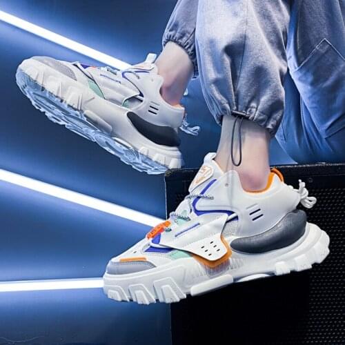 Mens Novelties 2021 Trend Original Fashion Shoes Light Running Casual Sneakers Mesh Mix-color Platform Shoe Soft Comfortable