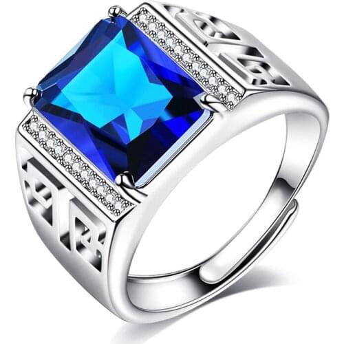 ZEMIOR Business Style Ring For Man Inlaid Square 5A Cubic Zirconia Western Temperament Wind Copper Rings Husband Birthday Gift
