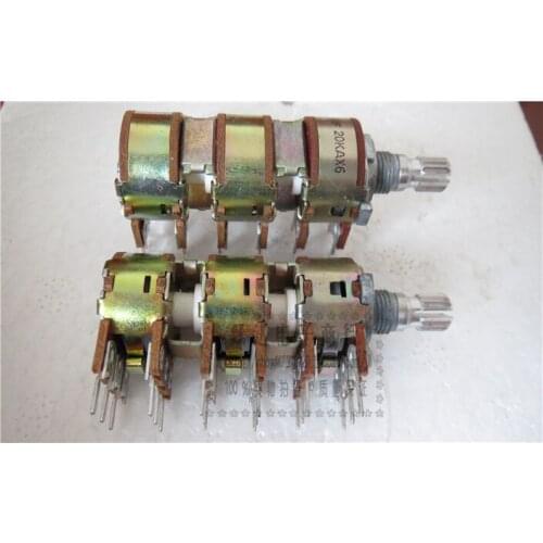 Original new 100% import 16 Type A20KX6 six road audio amplifier volume potentiometer A203 handle length 15MM 18pin (SWITCH)