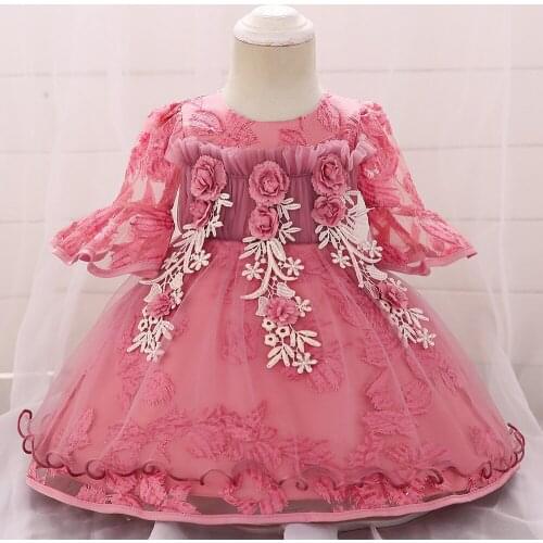 Baby Girls Dress Lace Flower Princess Dresses Baptism Wedding Birthday Costume Children Toddlers Infant Vestidos 1-2 Years