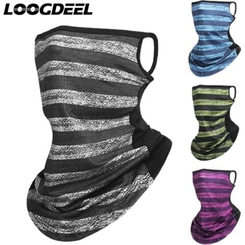 LOOGDEEL Hanging Ear Stripe Bandana Scarf Ice Silk Mesh Fabric Breathable Outdoor Cycling Running Fishing Hiking Mask Headwear
