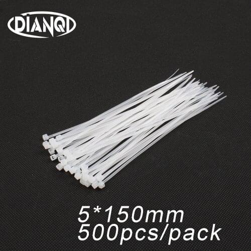 500pcs 5mm*150mm 2.7mm Self locking Nylon Cable Ties White color Plastic Zip Tie wire binding wrap straps UL Certified