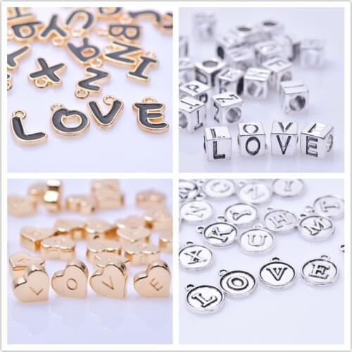 Silver Golden Alphabet Charms For Jewelry Making Charm Pendant Alloy 26 Letters Accessories Necklace Bracelets Anklets Handmade