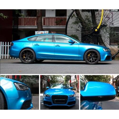 Light Blue Gloss Metallic Glitter Vinyl Sticker Vehicle Motorbike Car Wraps Glossy Candy Metallic Vinyl Film Air Bubble Free