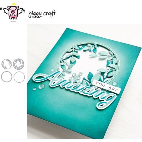 Piggy Craft metal cutting dies cut die mold 4Pcs Leaf circle ring Scrapbook paper craft knife mould blade punch stencils dies
