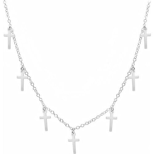 DARK DIAMOND-necklace crosses in sterling silver with rhodium plating. Anti Rust. No Color loss