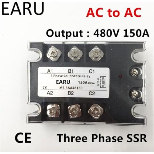 TSR-150AA SSR-150AA Three Phase Solid State Relay AC90-280V Input Control AC 30~480V Output Load 150A 3 Phase SSR Power AA48150