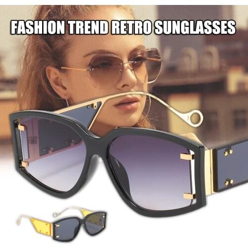 Vintage Trendy Glasses with Color Lens Creative Retro Fashion Sunglasses with Thick Frame for Women Men d88