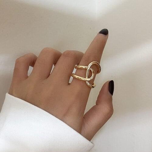 Wire Twisted Bright Matte Gold Rings Irregular Geometric Rings for Women Statement Adjustable Open Rings 2020 Punk Cool Jewelry